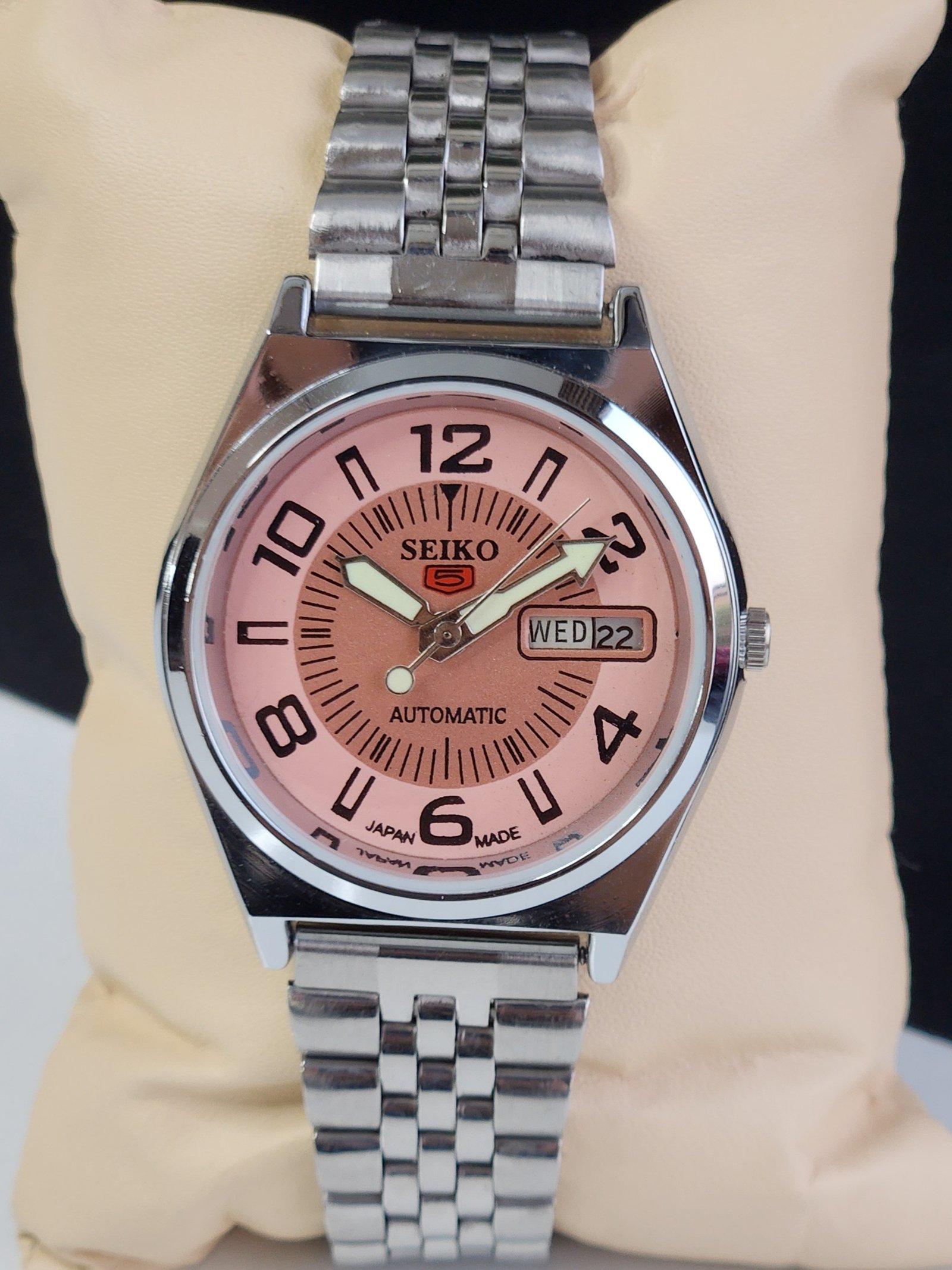Vintage Refurbished Seiko 5 Automatic 6309A 17 Jewels Japan Men's Date Copper Face Wrist Watch D95